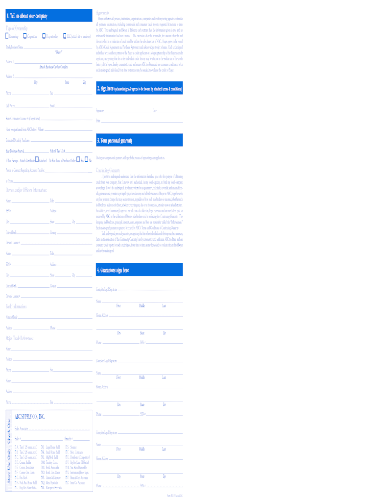 American Builders & Contractors Supply Co  ABC Supply  Form