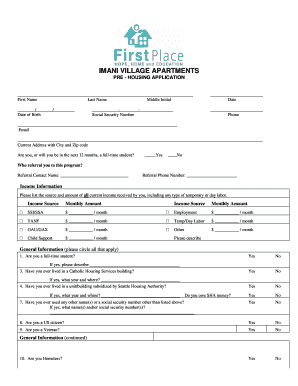 Imani Village  Form