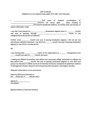 Gap Certificate  Form