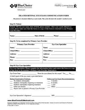 Dilated Retinal Eye Exam  Form