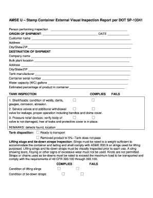 DOT SP 13341 Inspection Form PMAK
