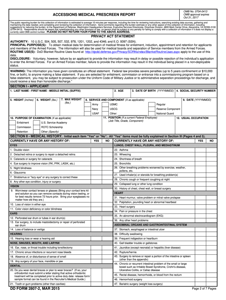  Dd Form 2807 2 2015