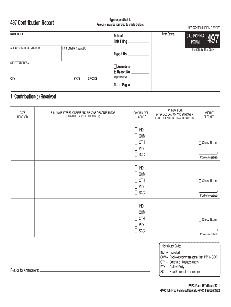  FPPC Form 497 Fair Political Practices Commission Fppc Ca 2011