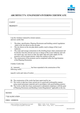 Interim Certificate  Form