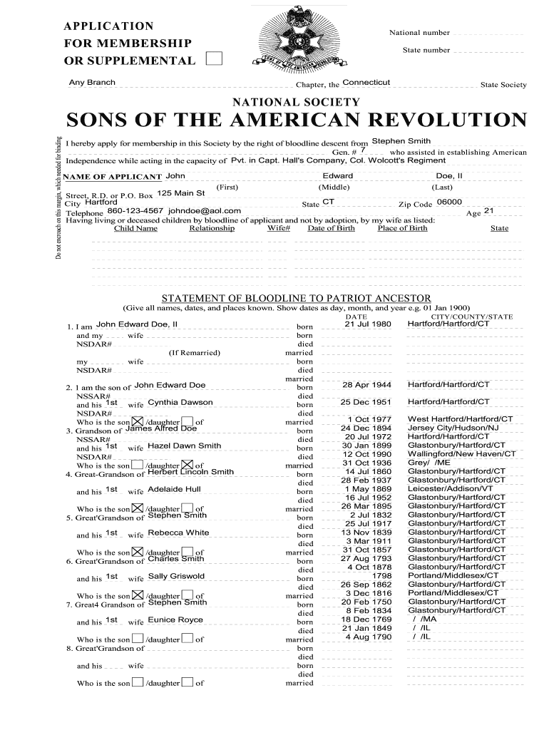 Get and Sign SONS of the AMERICAN REVOLUTION  Form