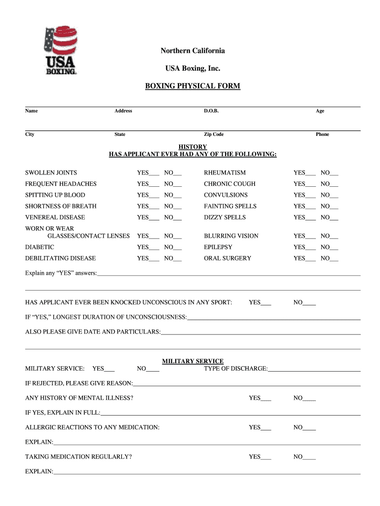 Usa Boxing Physical Form