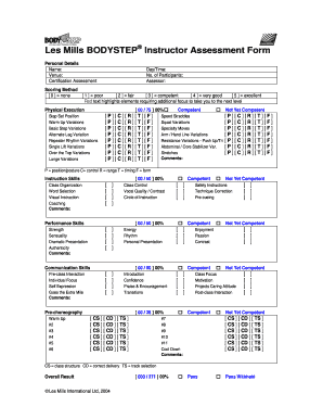 Les Mills Instructor Evaluation Form