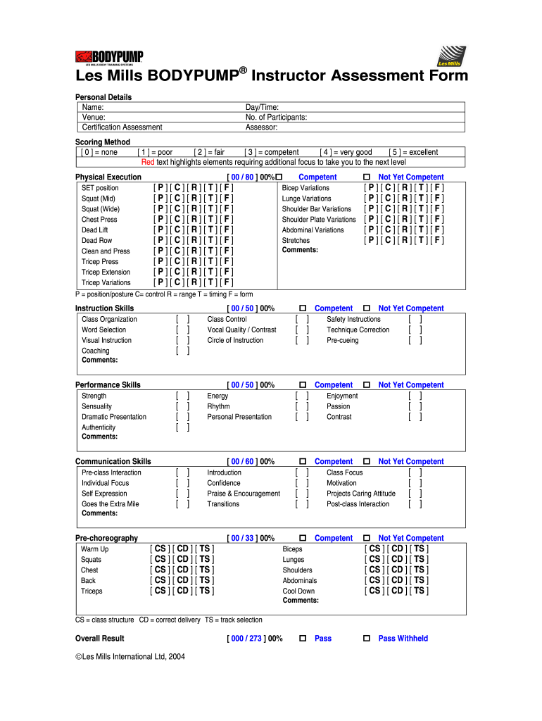 Body Assessment Form