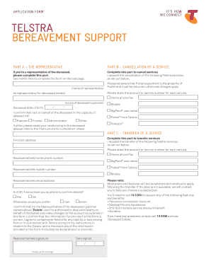 Telstra Bereavement Form