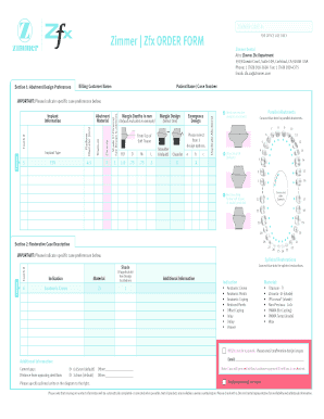 Zimmer Zfx ORDER FORM Zimmer Dental