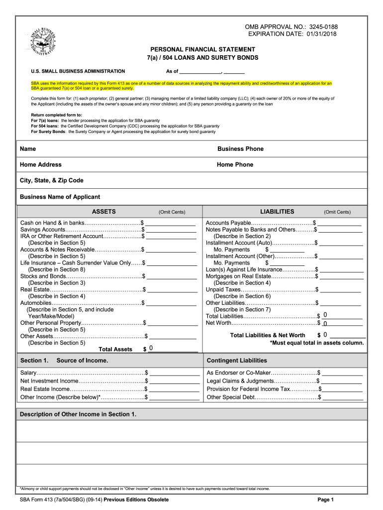  Sba Form 413 2014