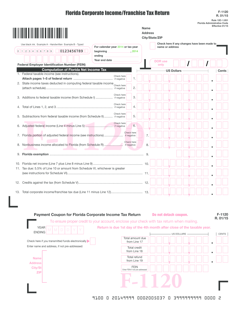  Computation of Florida Net Income Tax 2020