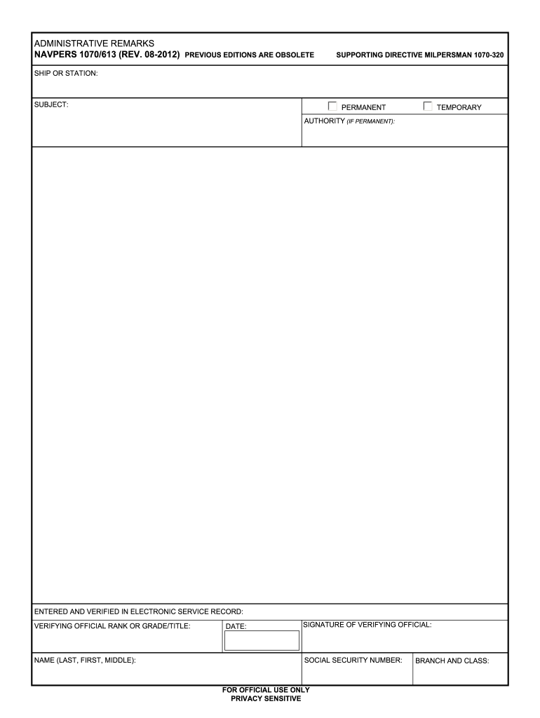 Get and Sign Navpers 1070 613 Rev 10 81 2012-2022 Form