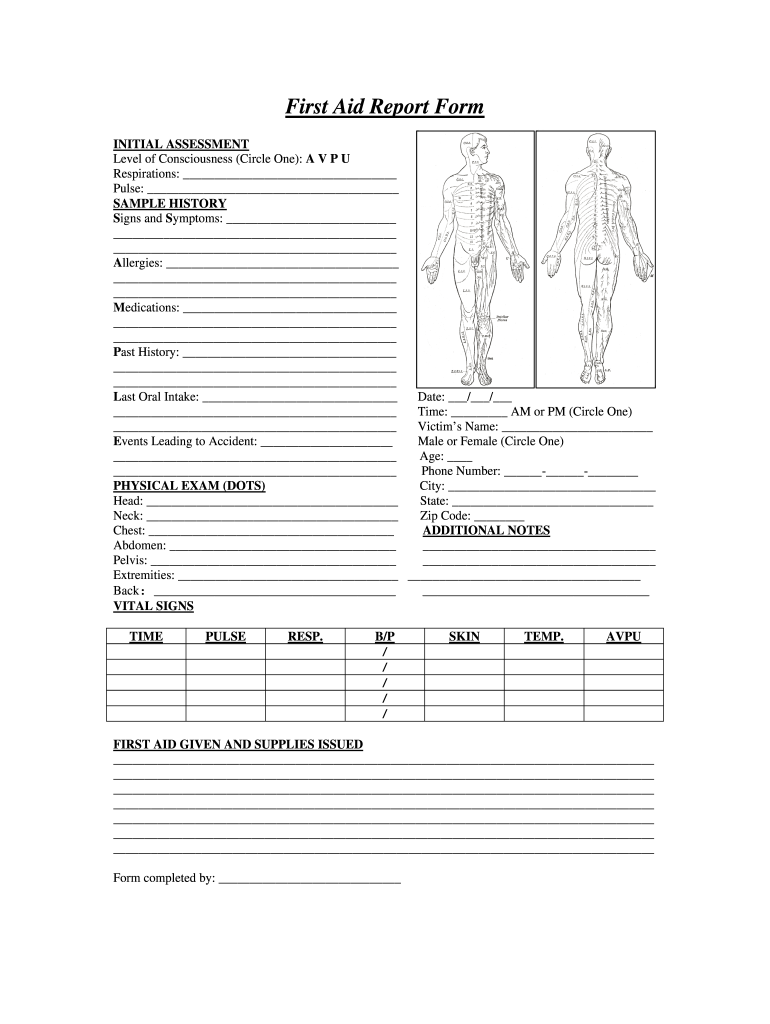 First Aid Kit Usage Log Form