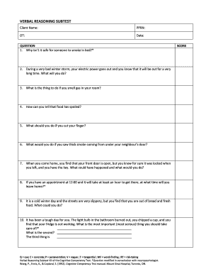 VERBAL REASONING SUBTEST  Form