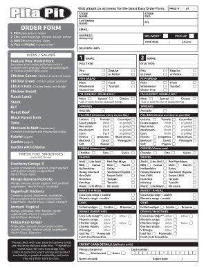 Pita Pit Order Form