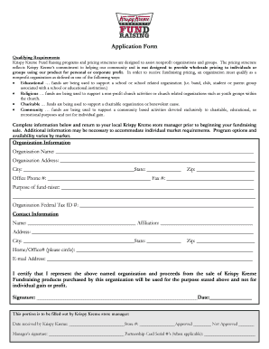 Krispy Kreme Fundraising Application Form