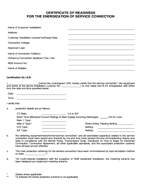 Certificate of Readiness Form