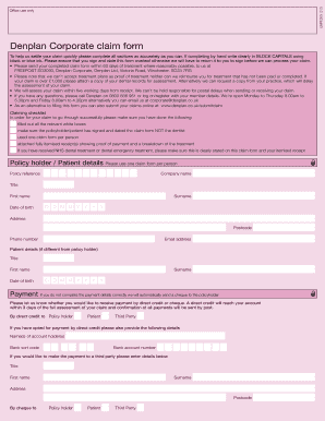 Denplan Claim Form Corporate