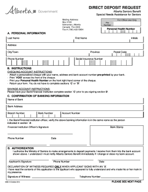 Alberta Works Direct Deposit Form