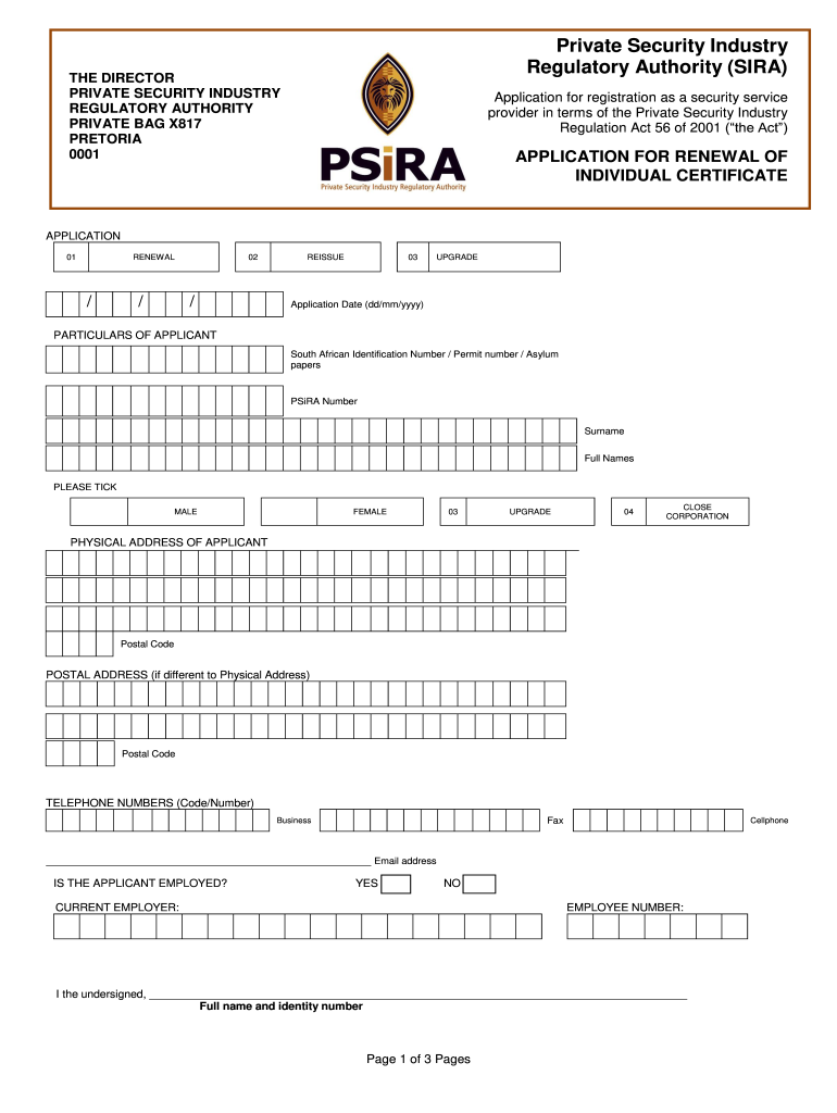 Psira Renewal  Form