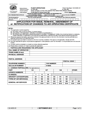 APPLICATION for ISSUE , RENEWAL AMENDMENT of or Caa Co  Form