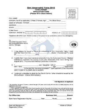 Yatra Registration Letter  Form