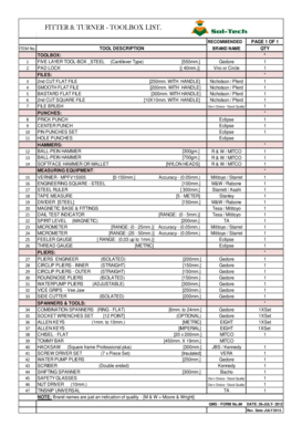 Fitter Tool Box List  Form