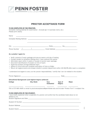 PROCTOR ACCEPTANCE FORM Workforce Development