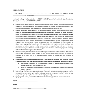 INDEMNITY FORM I Full Name , with Identity or Passport Absa