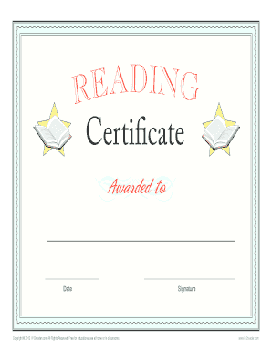 Printable Reading Award Certificate K12readercom Printable Reading Award Certificates for Home and Classroom Use K12reader Offer  Form