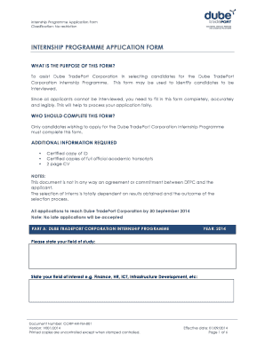 Dube Tradeport Job Application Form