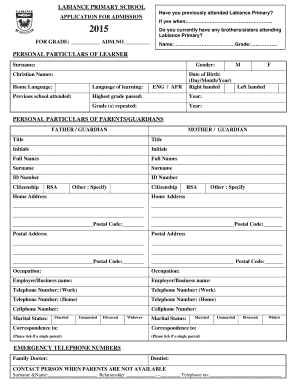 Labiance Primary School Application Form