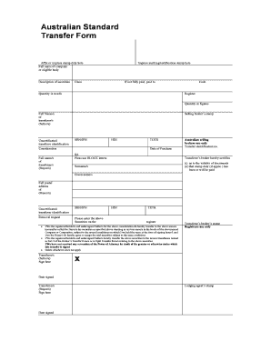 Australian Standard Transfer Form PDF
