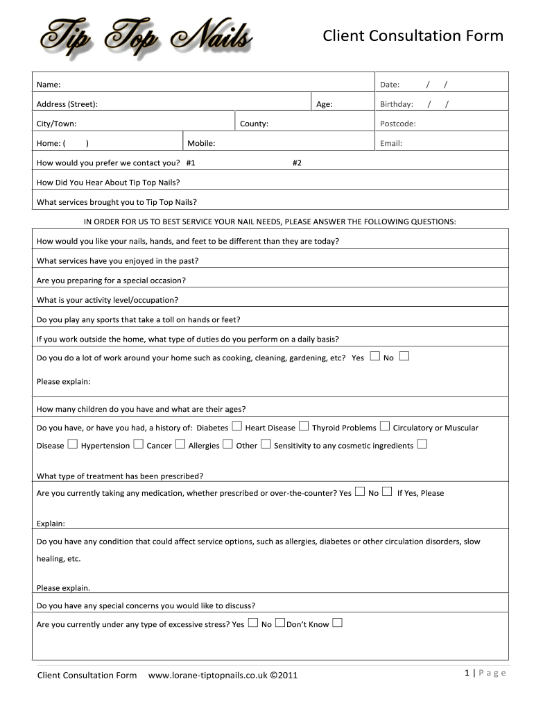 Nail Consultation Form