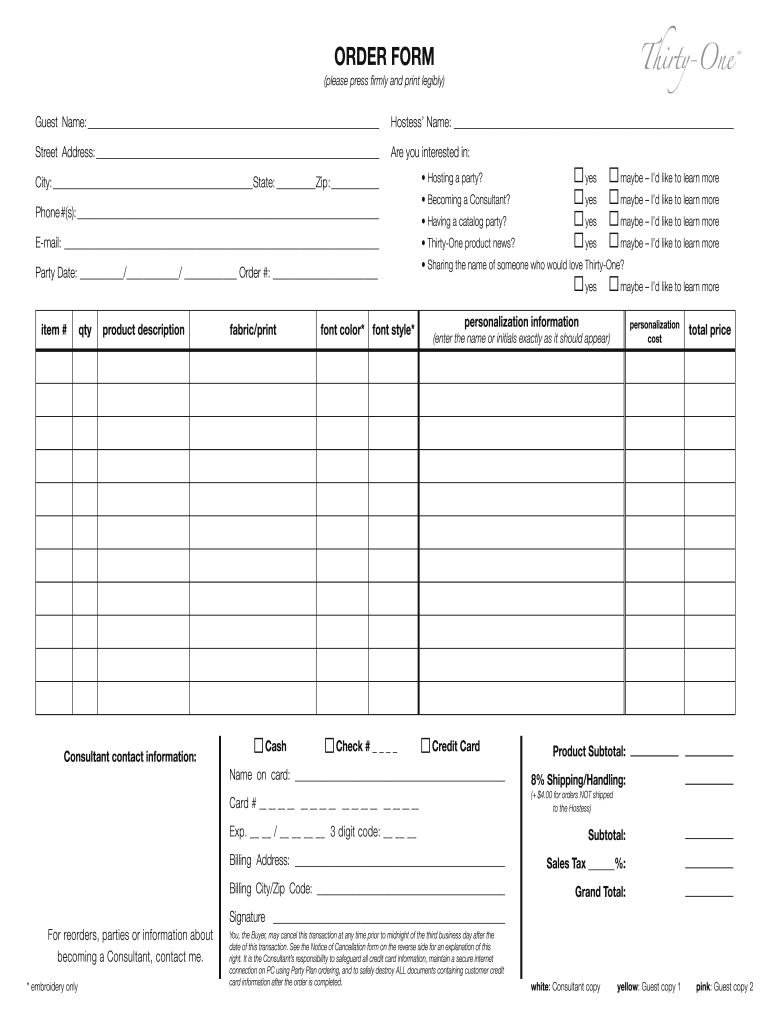 Embroidery Order Form Template from www.signnow.com