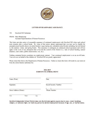 Letter of Assurance for Schools Template  Form