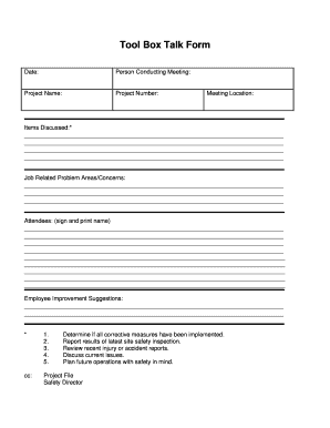 Tool Box Meeting Forms