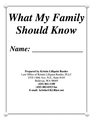 What My Family Should Know Fillable Form