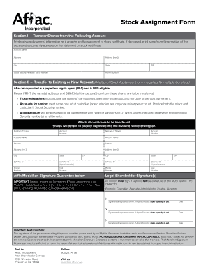 Stock Assignment Form Aflac