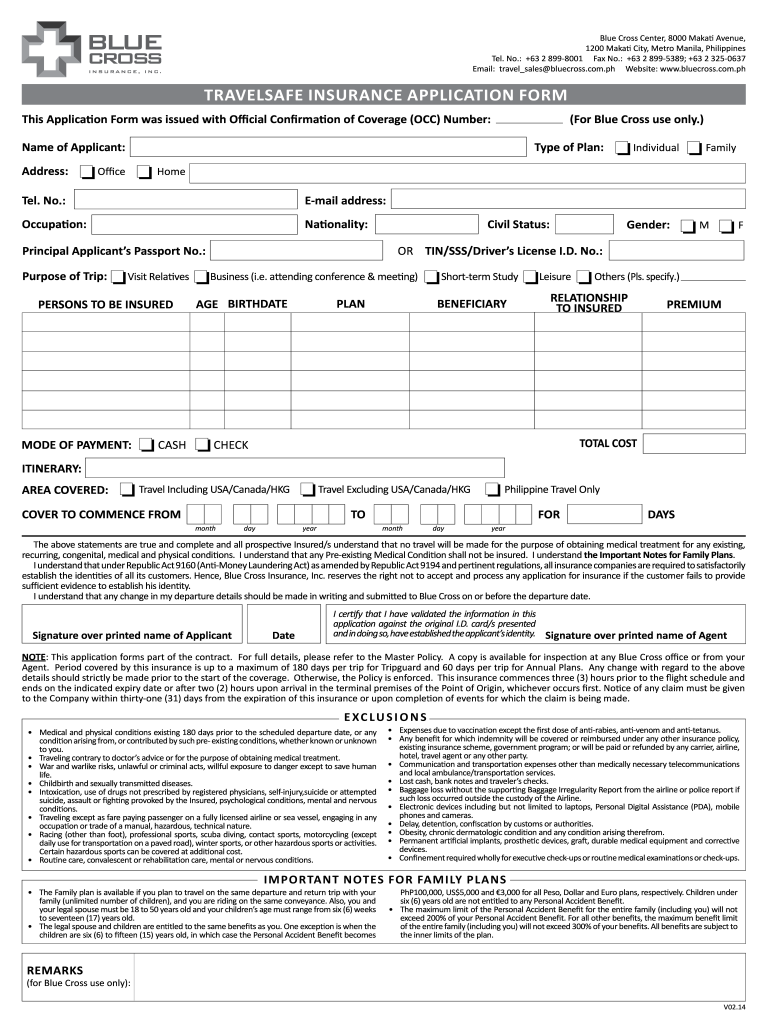  Travelsafe Insurance Application 2014-2024