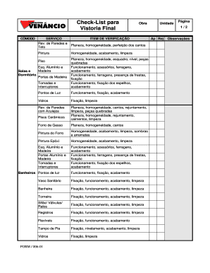 Check List Entrega De Obra  Form