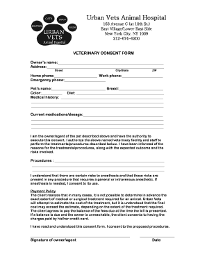 Veterinary Consent Form Template