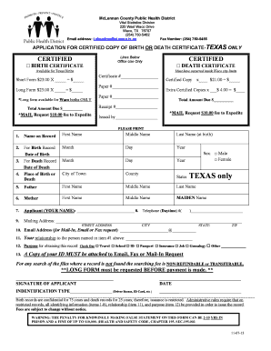 Birth Certificate Waco Tx  Form