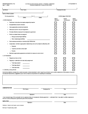 Teacher Assistant Evaluation Form