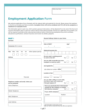 Arriva Job Vacancies  Form