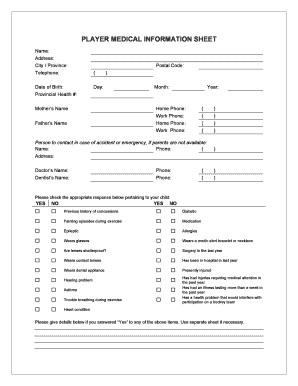 Medical Information Sheet