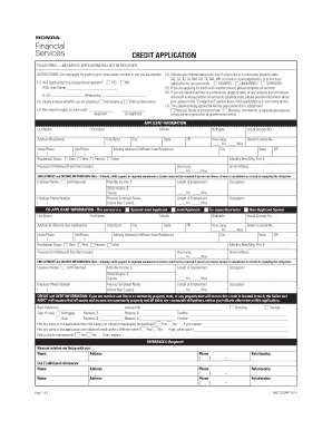 Honda Credit Application PDF  Form