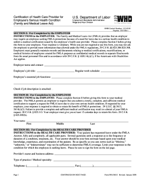 FMLA Doctor Certification Form Employee Illness
