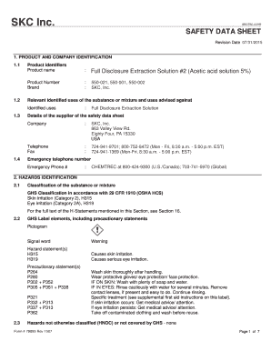 Vinegar Msds  Form